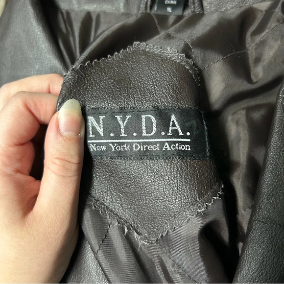 Vintage 80s NYDA Brown 100% Leather Trench - Picture 5 of 11